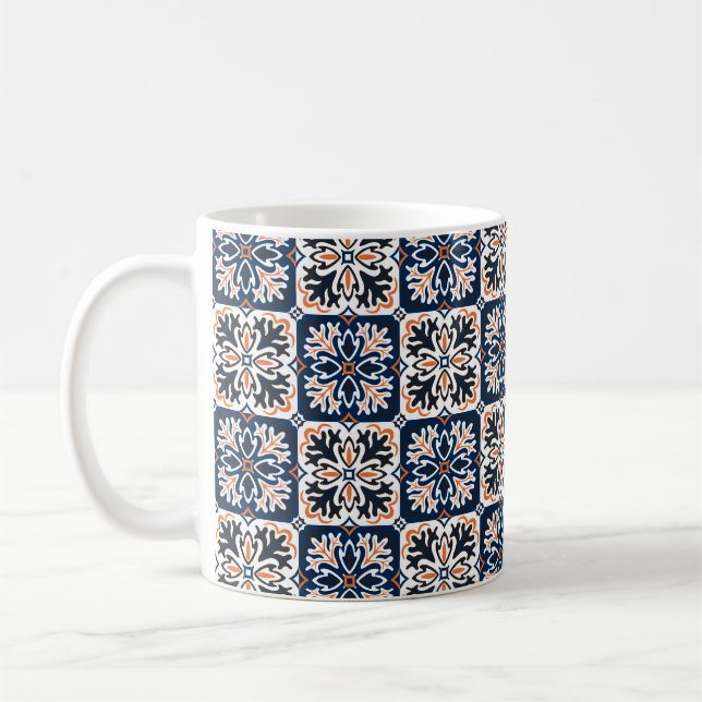 Azulejos ceramic tile design. Talavera tracery mot Coffee Mug (Left)