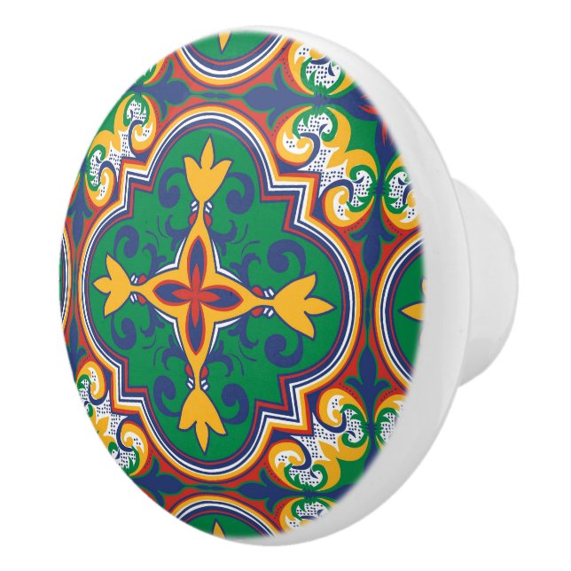 💛🧡💚 Azulejos, decorative pattern from Lisbon Ceramic Knob (Right)
