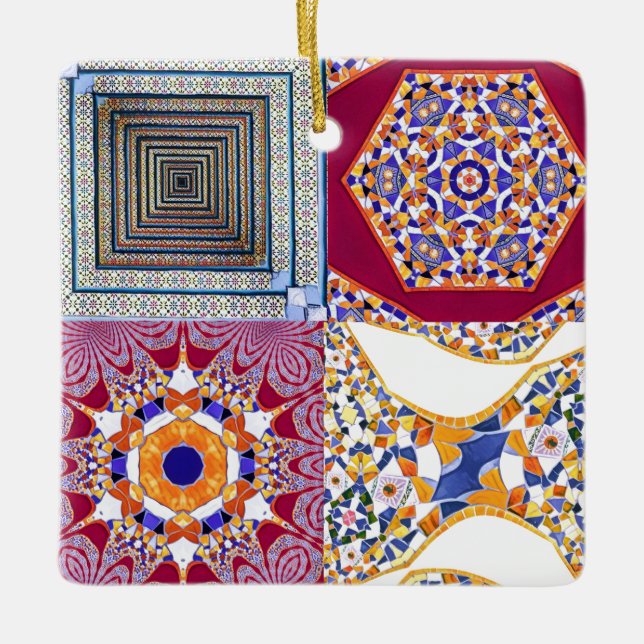 Azulejos Geometric Tiles with a CG twist Ceramic Ornament (Front)