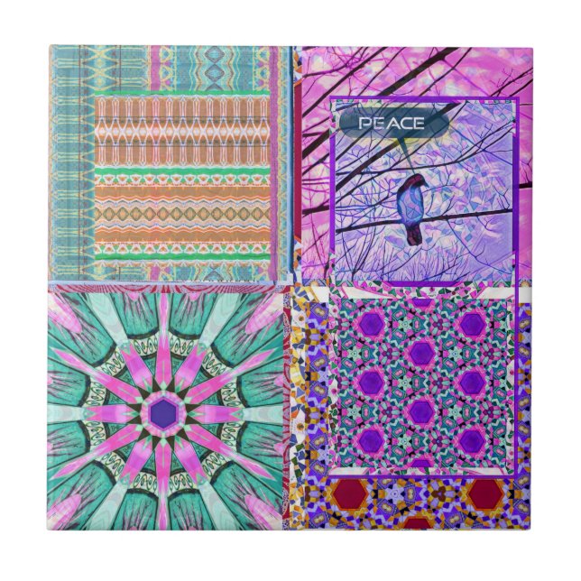 Azulejos Geometric Tiles with Bird of Peace (Front)