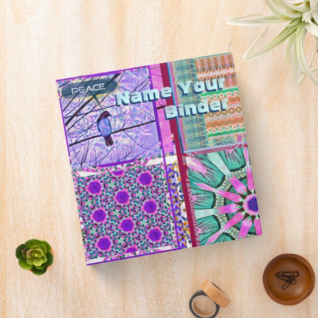 Azulejos Geometric Tiles with Bird of Peace 3 Ring Binder (In Situ)