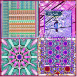 Azulejos Geometric Tiles with Bird of Peace Cutout<br><div class="desc">Inspired by traditional Spanish and Portuguese tiles but with modern fractal algorithmic elements. Plus a bird and text saying Peace in English. By Linandara</div>