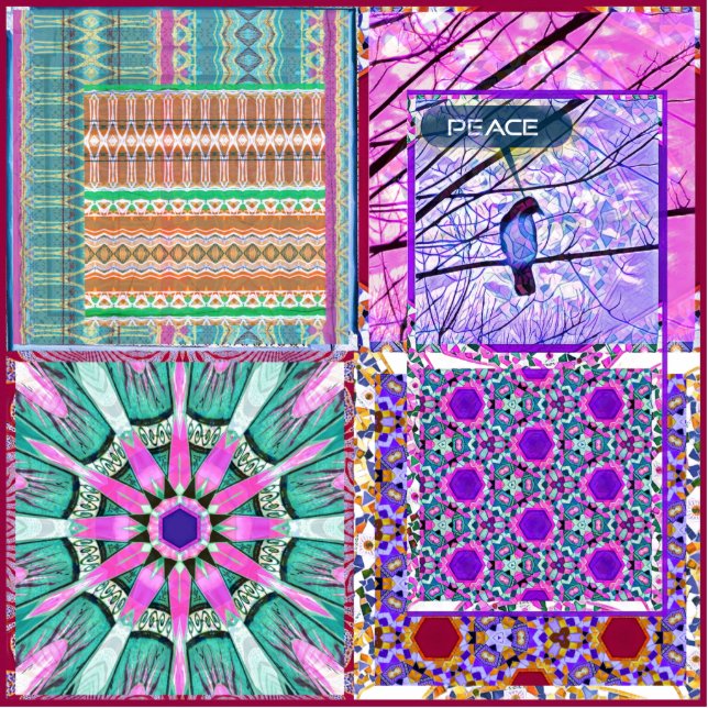 Azulejos Geometric Tiles with Bird of Peace Cutout (Front)