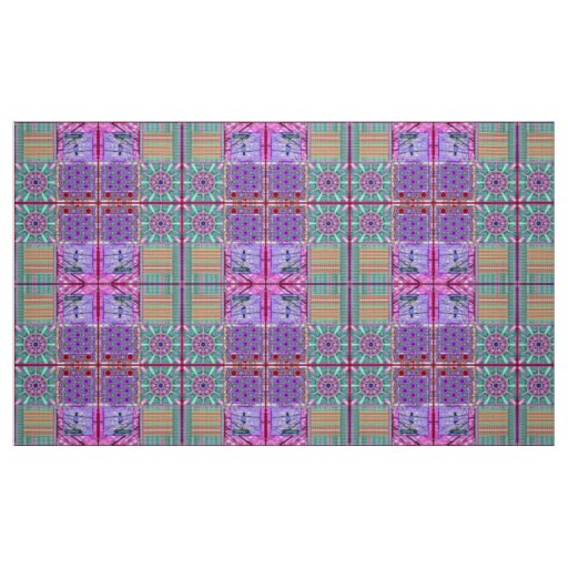 Azulejos Geometric Tiles with Bird of Peace Fabric