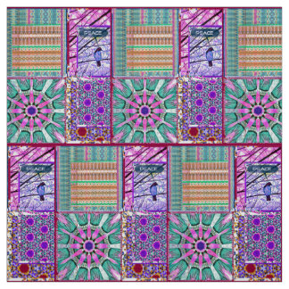 Azulejos Geometric Tiles with Bird of Peace Fabric
