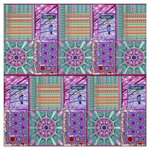 Azulejos Geometric Tiles with Bird of Peace Fabric