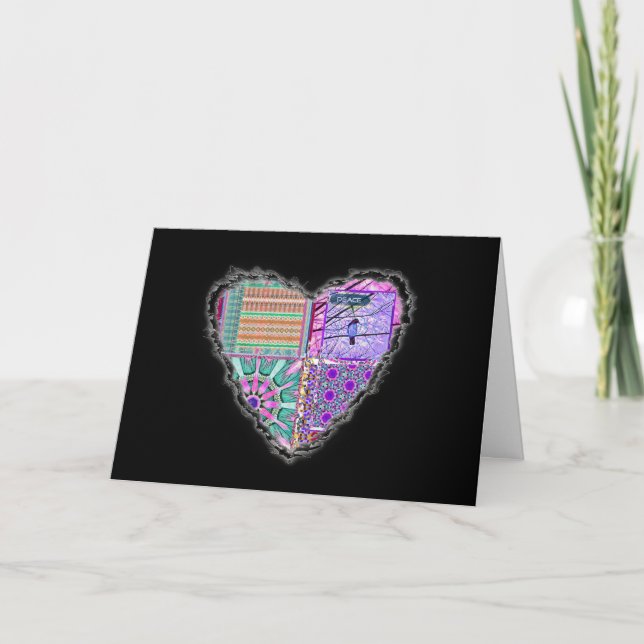 Azulejos Geometric Tiles with Bird of Peace Holiday Card (Front)