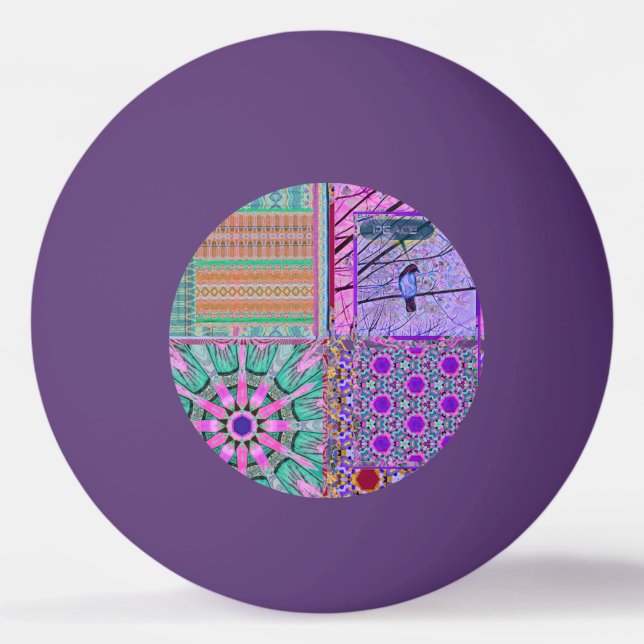 Azulejos Geometric Tiles with Bird of Peace Ping Pong Ball (Front)