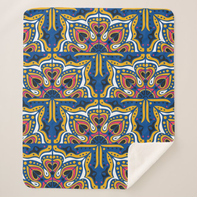 Azulejos portugal seamless pattern sherpa blanket (Front)
