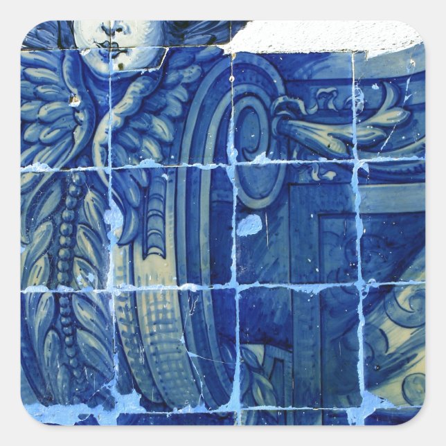 Azulejos, Portuguese Tiles Square Sticker (Front)