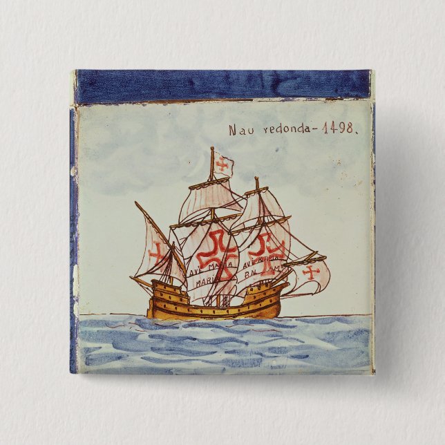 Azulejos tile depicting a ship, from Sagres Button (Front)