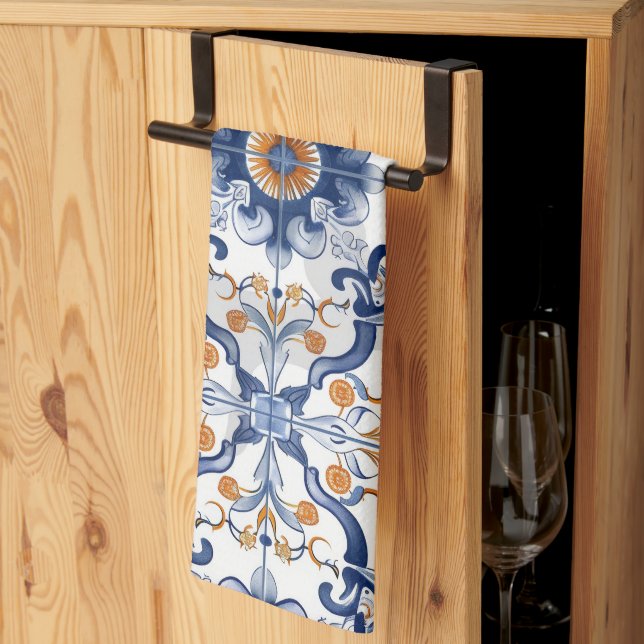 Azulejos Tile Pattern Kitchen Towel (Thirds Fold)