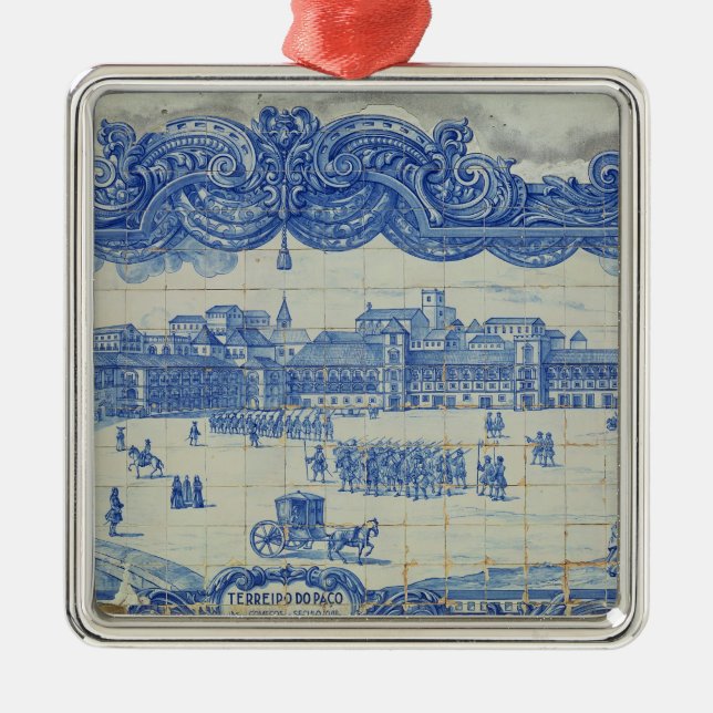 Azulejos tiles depicting the Praca do Comercio Metal Ornament (Front)