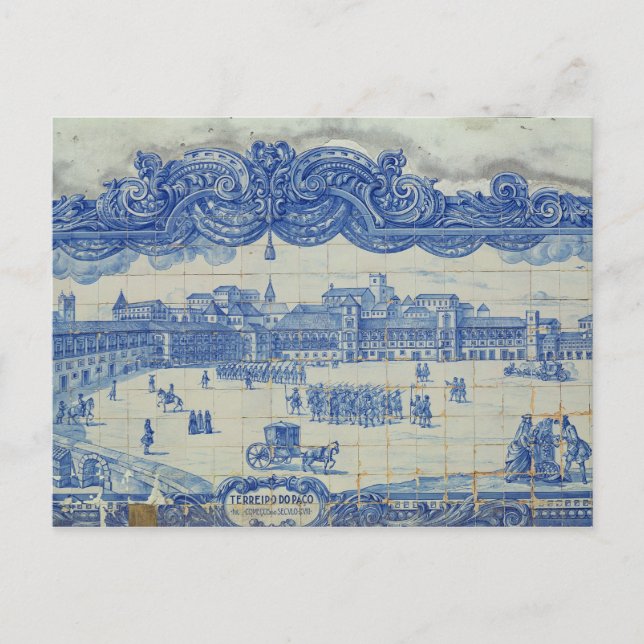 Azulejos tiles depicting the Praca do Comercio Postcard (Front)