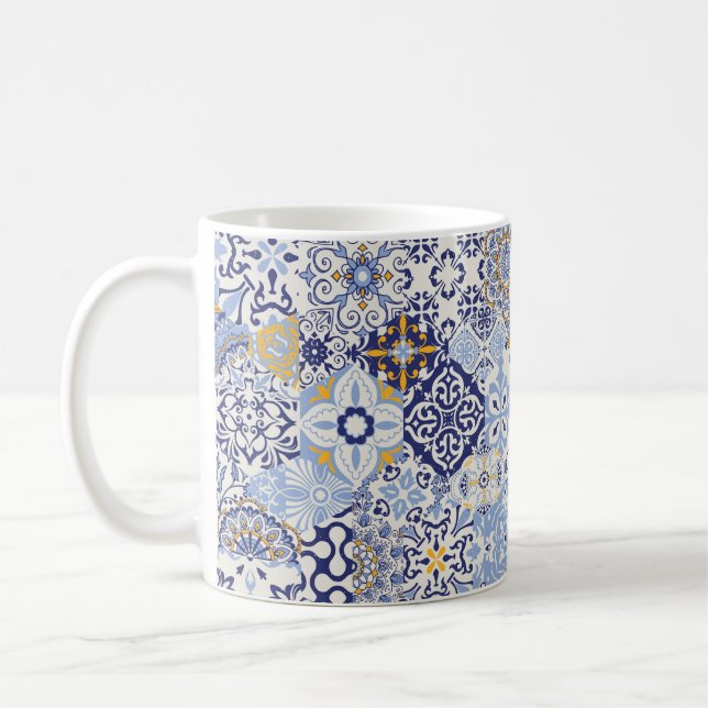 Azulejos tiles patchwork. Seamless colorful patchw Coffee Mug (Left)