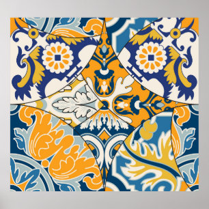 Azulejos Tiles Patchwork Vintage Wallpaper Poster
