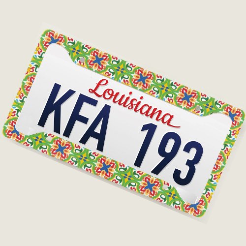  Azulejos very decorative pattern  License License Plate Frame