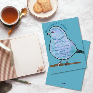 Azure 50th Birthday Cute Bird Dinner Party Invitation
