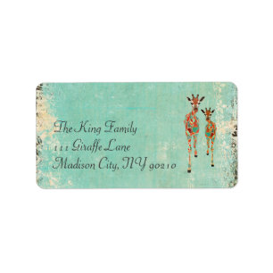 Azure & Amber Giraffe Vintage Address Label