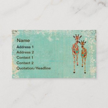 Azure & Amber Giraffes Business Card/tags Business Card by NicoleKing at Zazzle