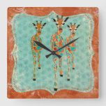 Azure &amp; Amber Giraffes Clock at Zazzle