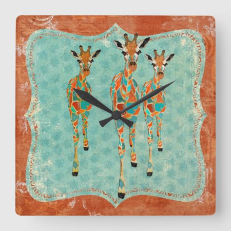 Azure & Amber Giraffes Clock