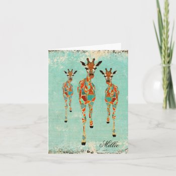 Azure & Amber Giraffes Name Notecard by Greyszoo at Zazzle