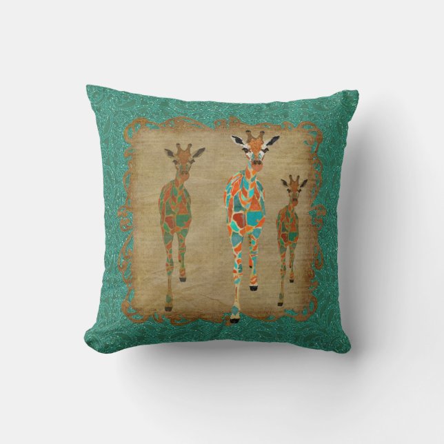 Azure & Amber Giraffes  Shadows MoJo Pillows (Front)