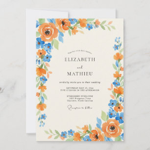 Azure Amber Ranunculus Eucalyptus Wedding Invitation
