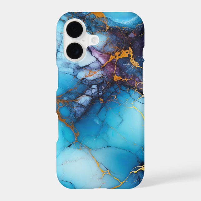 Azure & Amethyst Marble with Golden Veins iPhone Case (Back)