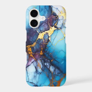 Azure & Amethyst Marble with Golden Veins iPhone 17 Case