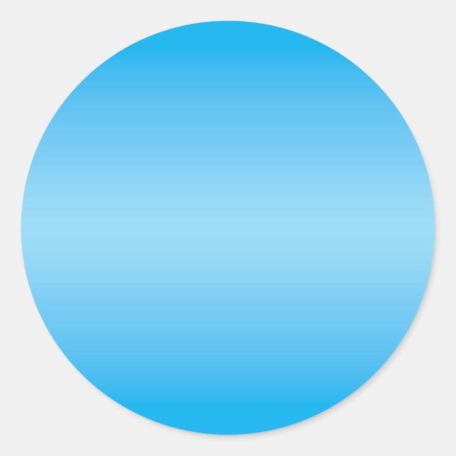 Azure and Baby Blue Gradient Blank Classic Round Sticker (Front)