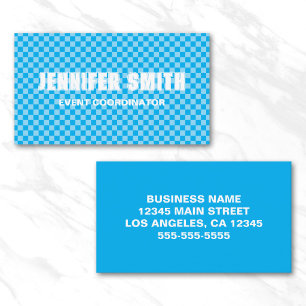 Azure and Blue Checkerboard Minimalist Business Card