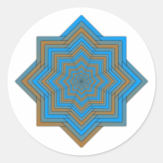 Azure and Ember Star Classic Round Sticker (Front)