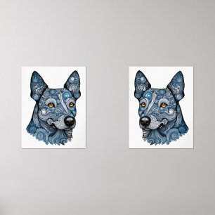 Azure and Indigo the Blue Heeler Twins Wall Art Sets
