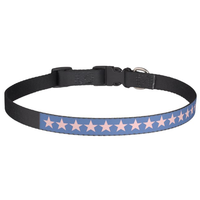 Azure and mistyrose stars pattern dog collar (Front)