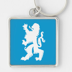 Azure and White Bavarian Lion Keychain