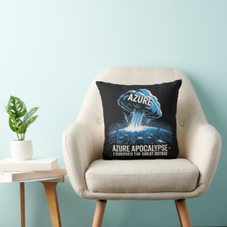 Azure Apocalypse – I Survived the Great Outage Throw Pillow