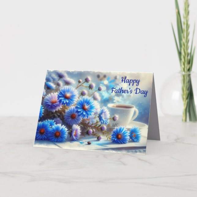 Azure Aster Flowers Collection - Father's Day (2) Holiday Card (Front)