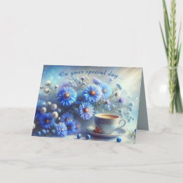 Azure Aster Flowers Collection - Special Day Holiday Card