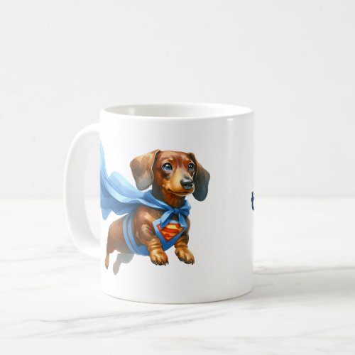 Azure Avenger Superhero Dachshund Mug