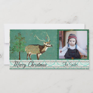 Azure Axis Deer Christmas Photo Card
