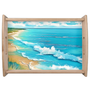 Azure Beach Calm Design Serving Tray