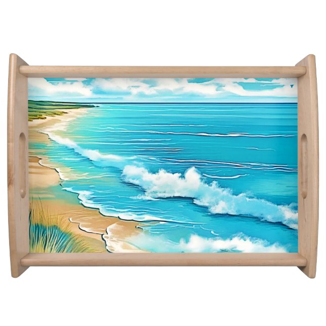 Azure Beach Calm Design Serving Tray (Front)