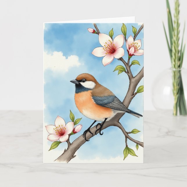 Azure Bird Branch Card (Front)