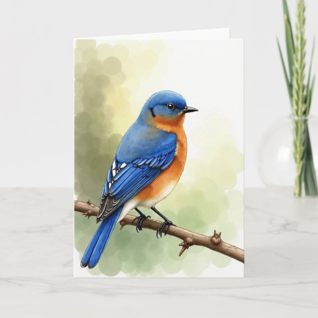 Azure Bird Branch Scene Card (Front)