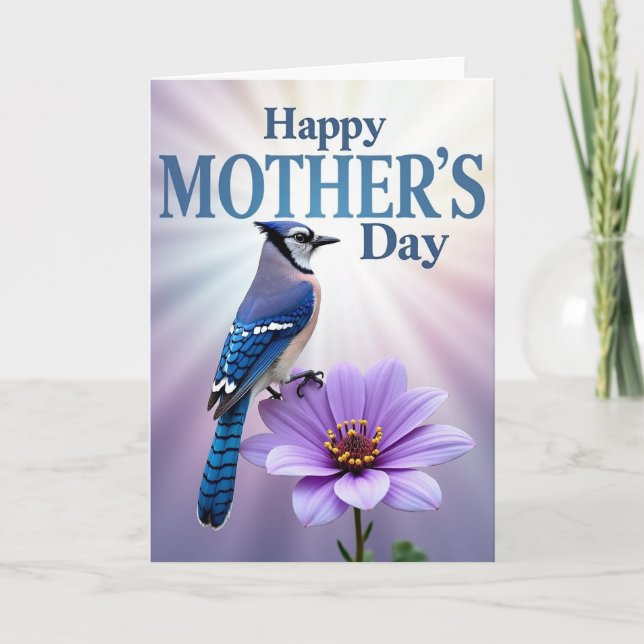 Azure Bird Floral Mothers Day Card (Front)