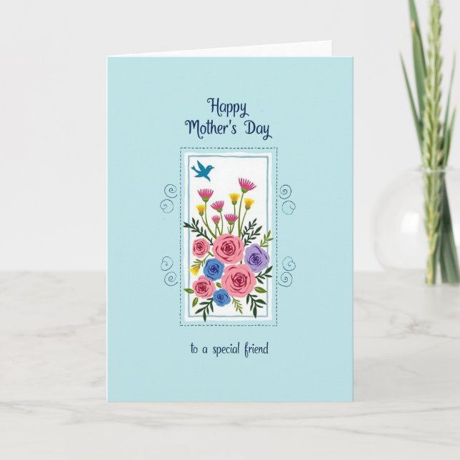 Azure Bird Mothers Day Friend Card (Front)