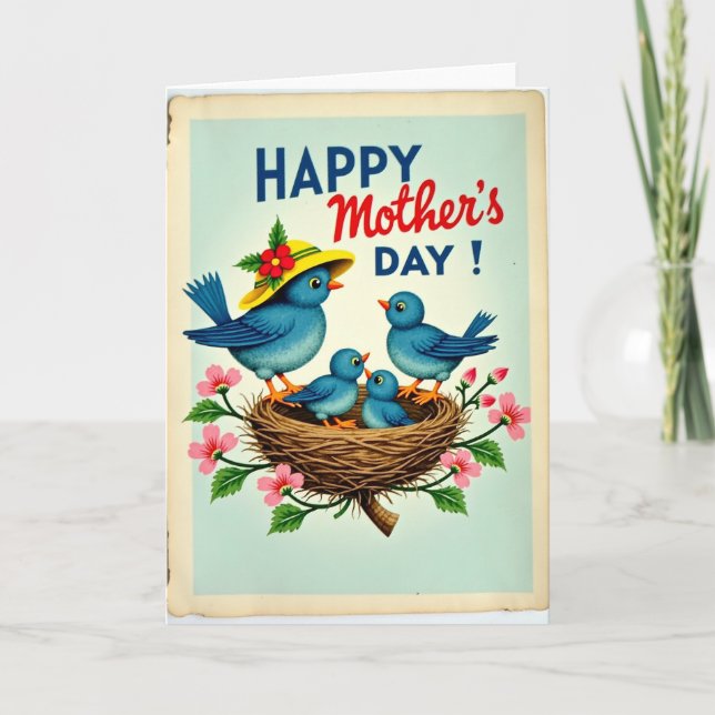 Azure Birds Mothers Day Card (Front)