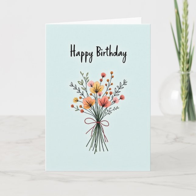 Azure Birthday Bloom Card (Front)